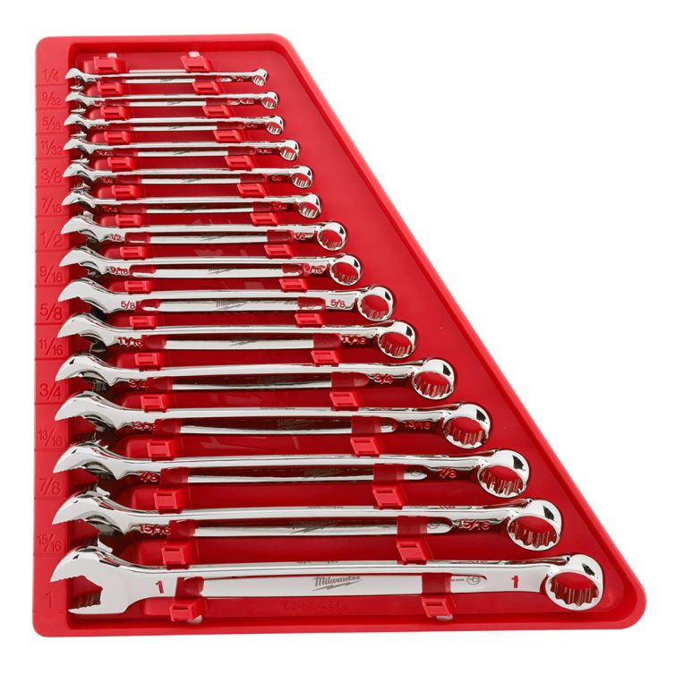 Milwaukee 15-piece SAE combination wrench set, offering durable and precise tools for a wide range of fastening tasks